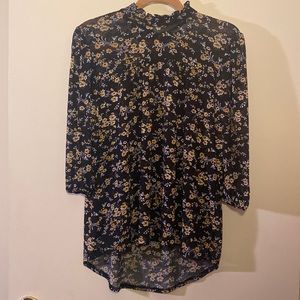 Ivy Ridge Floral Tie Neck High Low Blouse